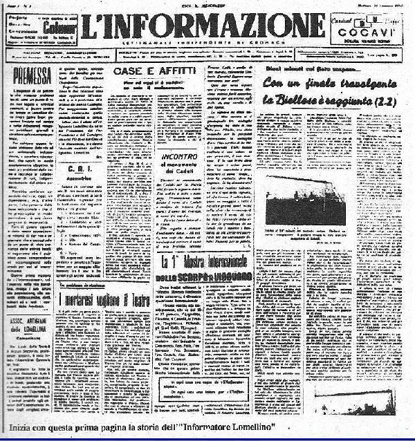 1950 18 Gennaio  Nasce l'INFORMATORE LOMELLINO ... con un altro nome  L' INFORMAZIONE di cui sotto vedete la pagina iniziale.jpg